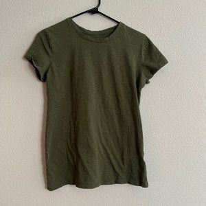 Pink olive green t-shirt, size small
